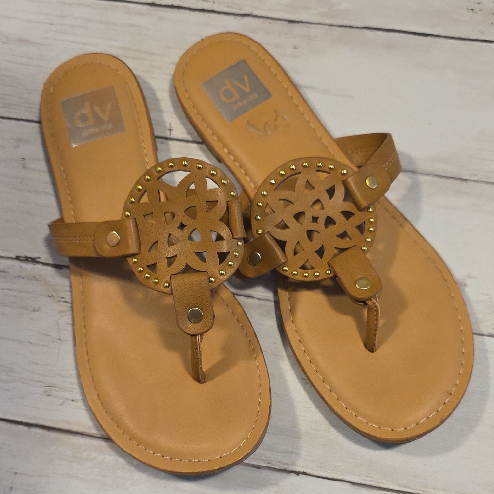 DV by Dolce Vita Tan Cutout Medallion Thong Sandals